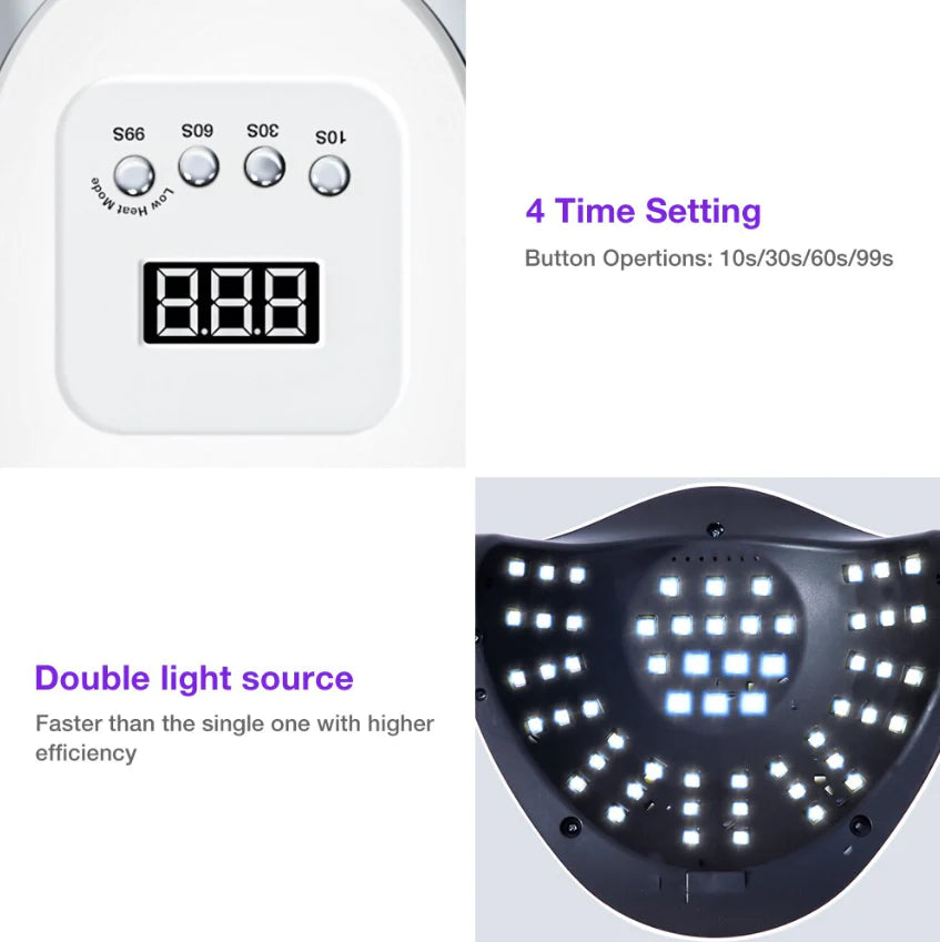 "Quick-Dry 220W LED Nail Lamp: Salon-Quality Gel Curing at Home!"