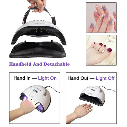 "Quick-Dry 220W LED Nail Lamp: Salon-Quality Gel Curing at Home!"