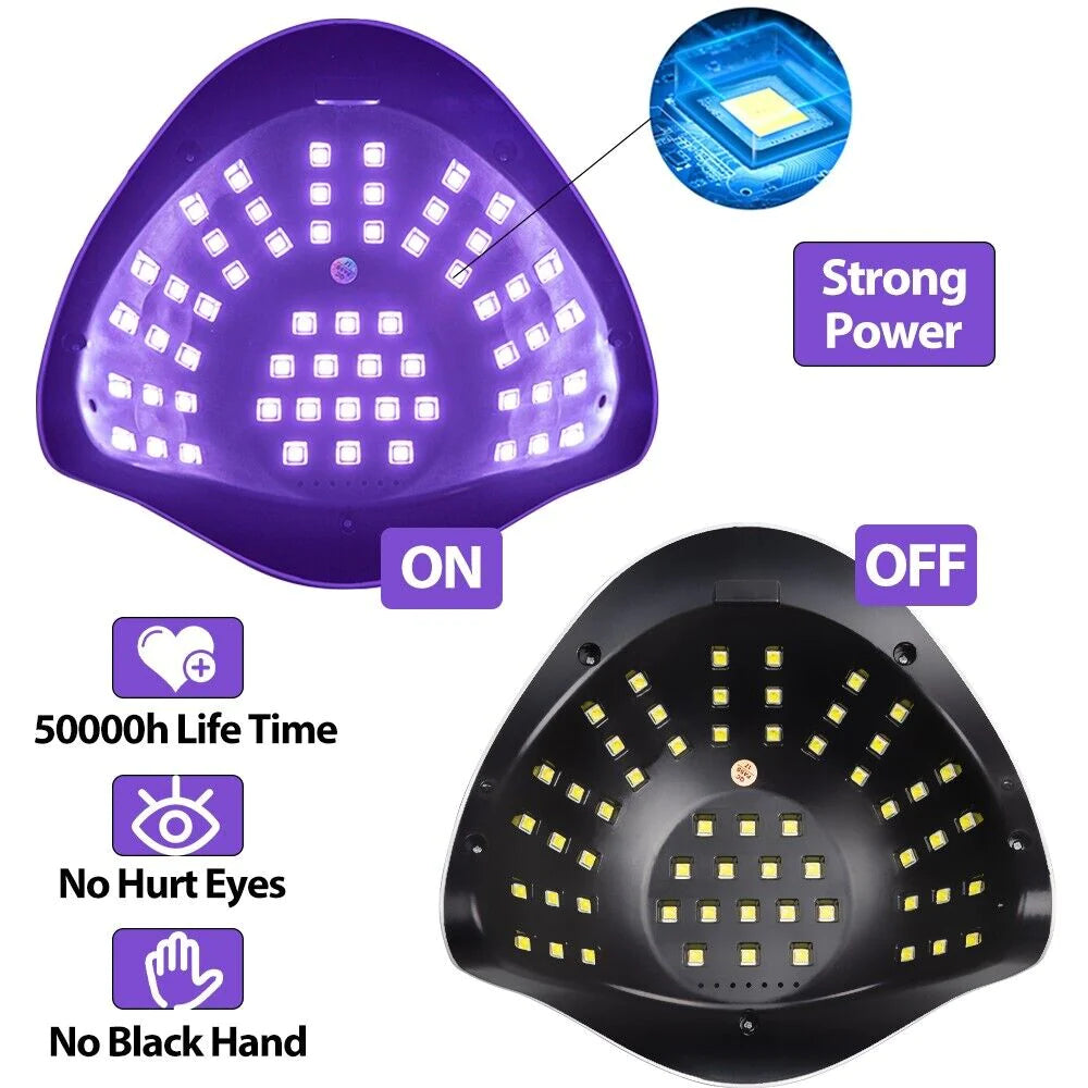 "Quick-Dry 220W LED Nail Lamp: Salon-Quality Gel Curing at Home!"