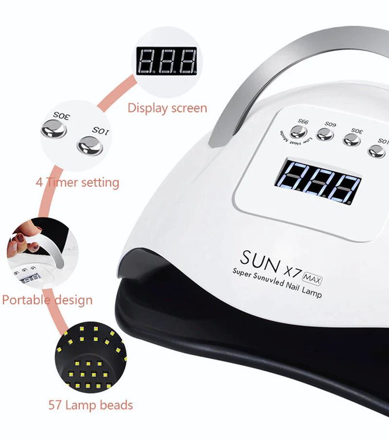 "Quick-Dry 220W LED Nail Lamp: Salon-Quality Gel Curing at Home!"