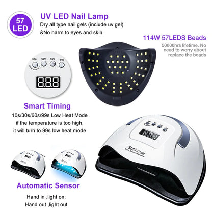 "Quick-Dry 220W LED Nail Lamp: Salon-Quality Gel Curing at Home!"