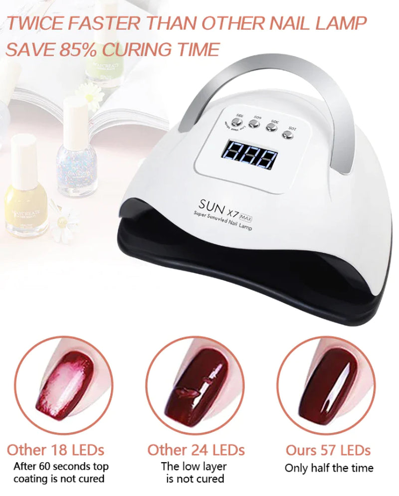 "Quick-Dry 220W LED Nail Lamp: Salon-Quality Gel Curing at Home!"