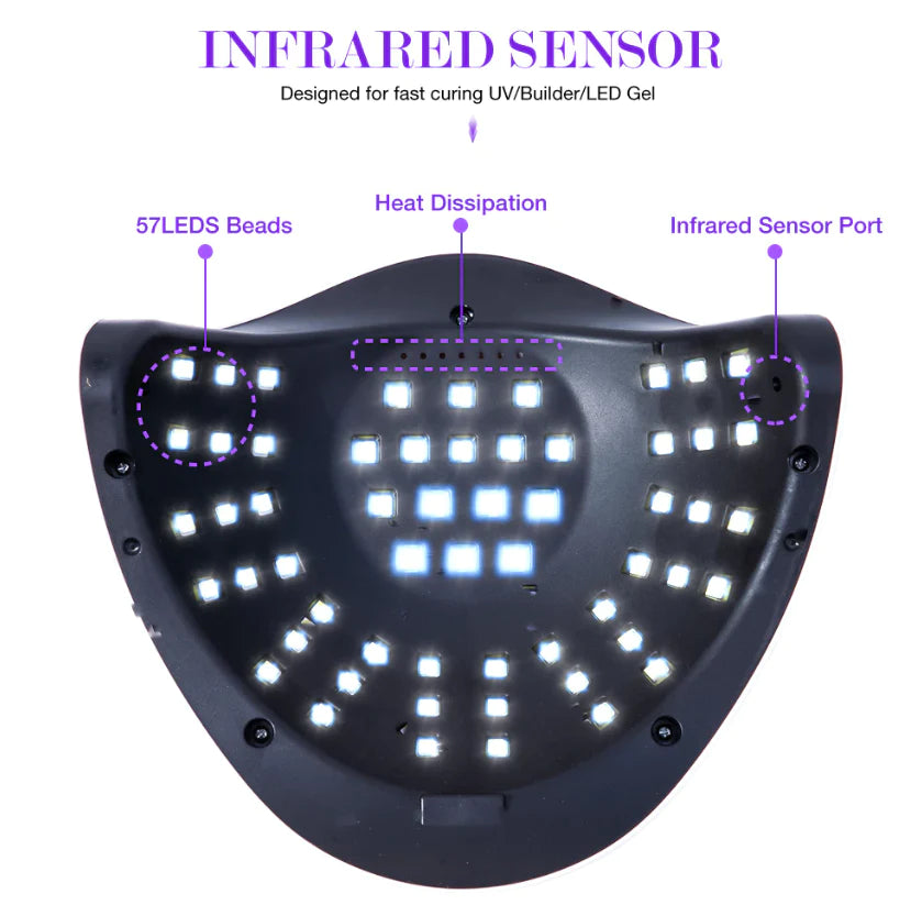 "Quick-Dry 220W LED Nail Lamp: Salon-Quality Gel Curing at Home!"