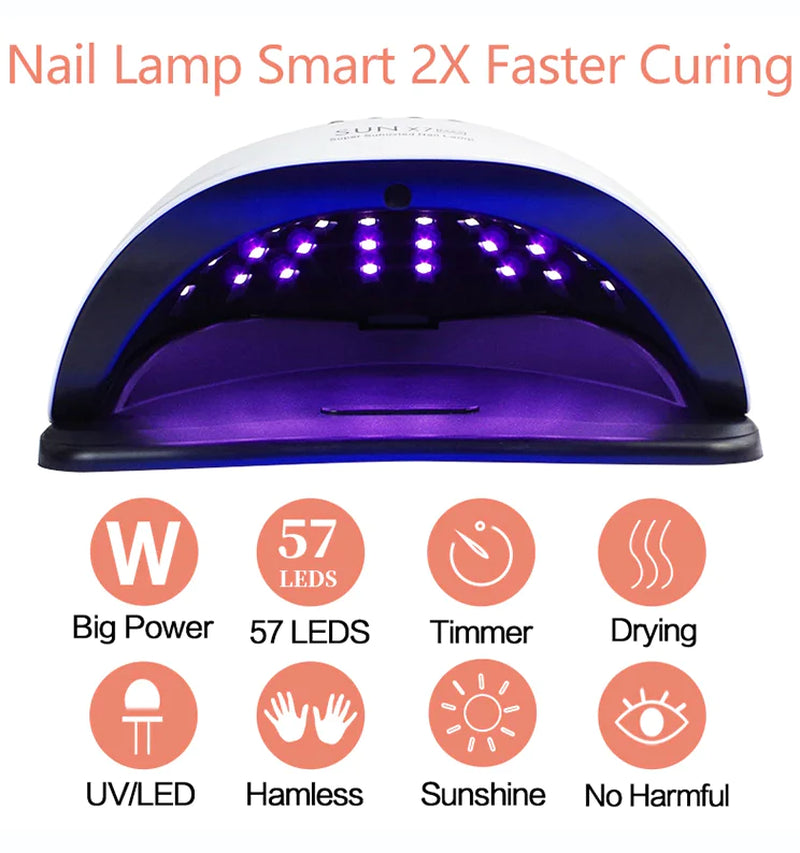 "Quick-Dry 220W LED Nail Lamp: Salon-Quality Gel Curing at Home!"
