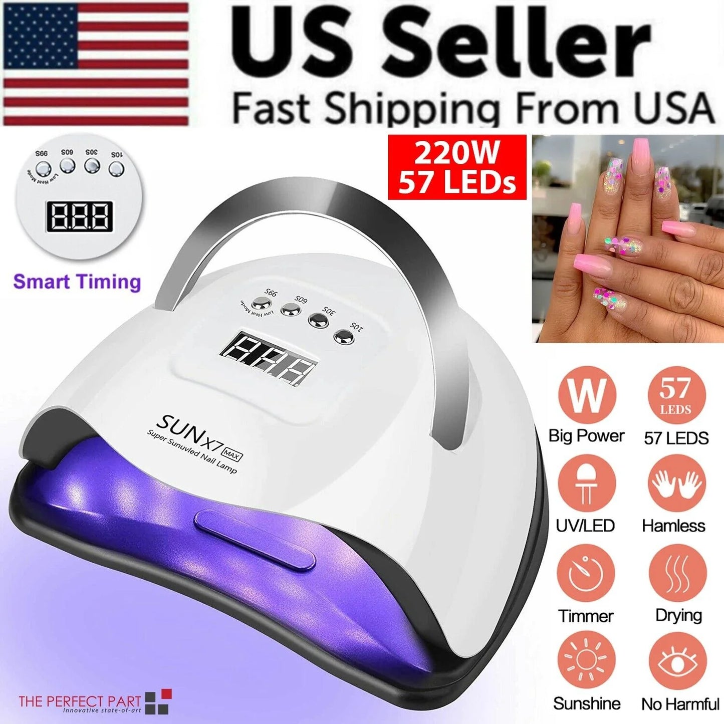 "Quick-Dry 220W LED Nail Lamp: Salon-Quality Gel Curing at Home!"