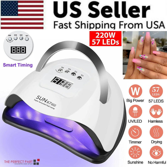 "Quick-Dry 220W LED Nail Lamp: Salon-Quality Gel Curing at Home!"